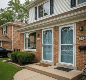 A residential home in Hanover Park, Chicago installed with security storm doors by Midwest Windows, Siding & Doors