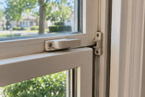 Misaligned window lock preventing the sash from closing properly.