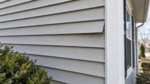Loose siding panel pulling away from a suburban home.