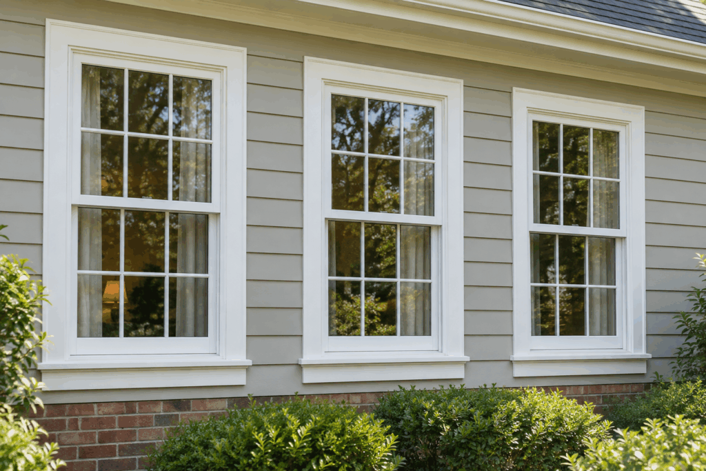 Replacement windows with decorative grilles on a Chicagoland home.
