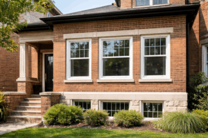 Replacement windows installed in a Chicago brick home.