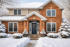 Chicago home exterior highlighting winter stress on entry doors