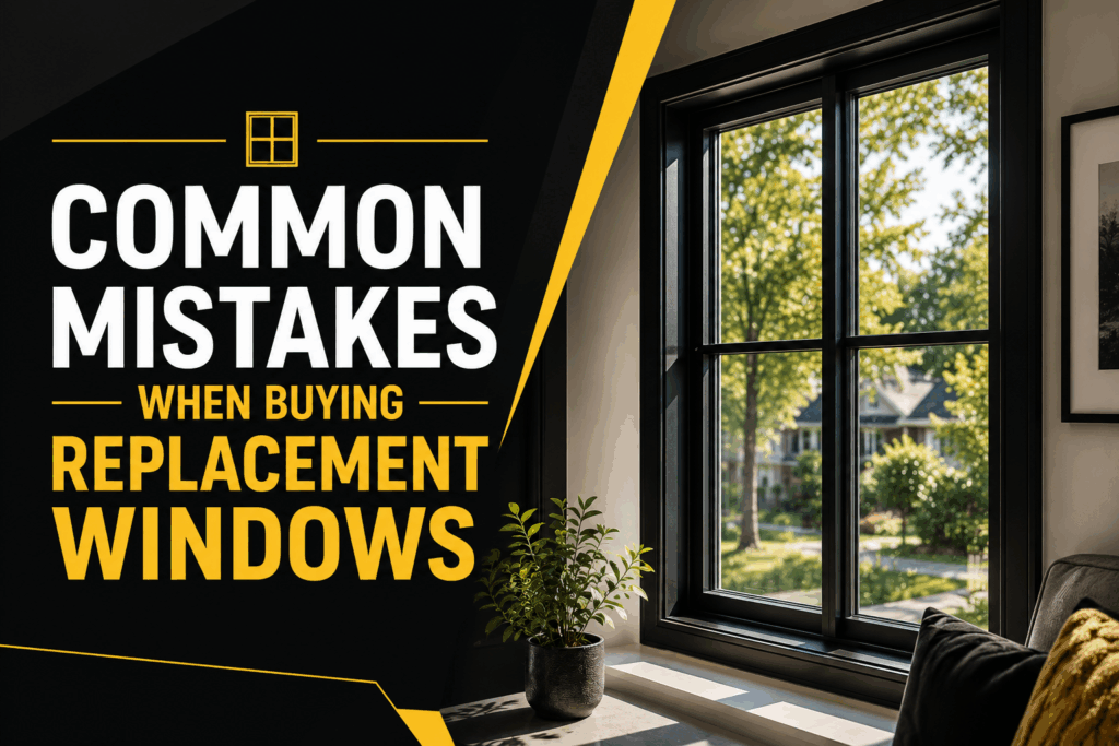 Modern black-framed replacement window.