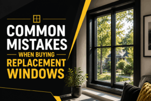 Modern black-framed replacement window.