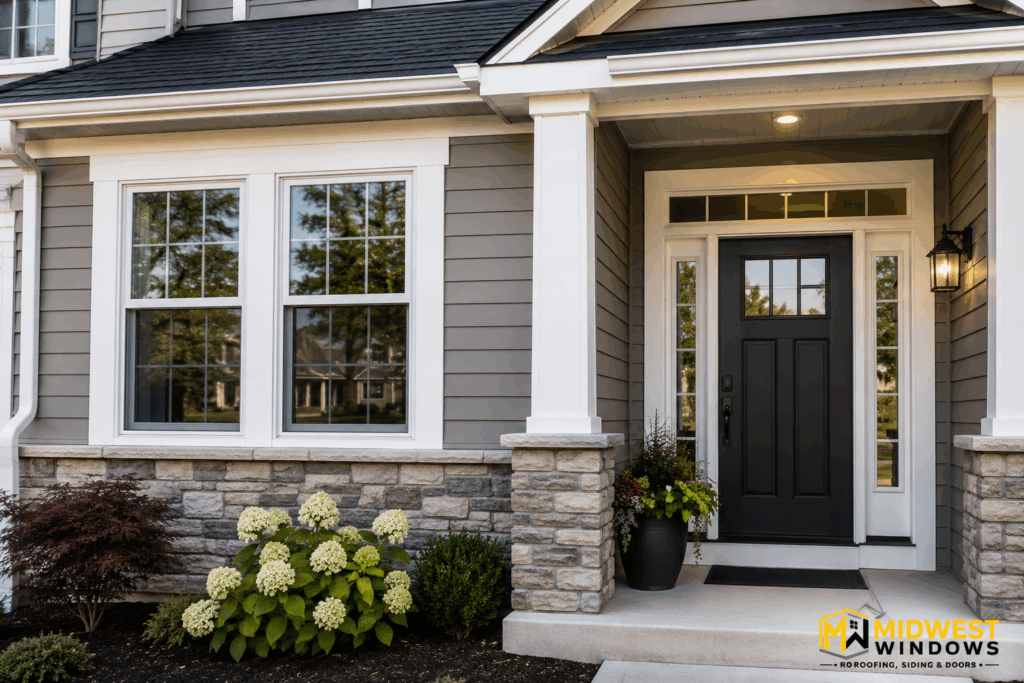Modern Chicagoland home with replacement windows and entry door.