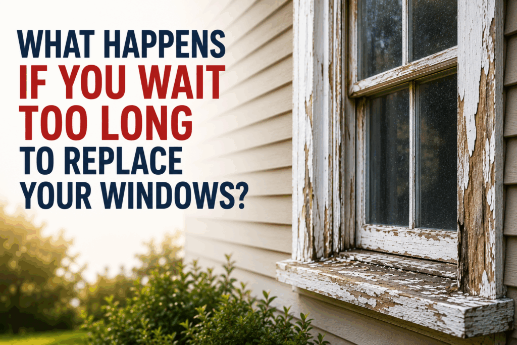 Weathered window with peeling paint.