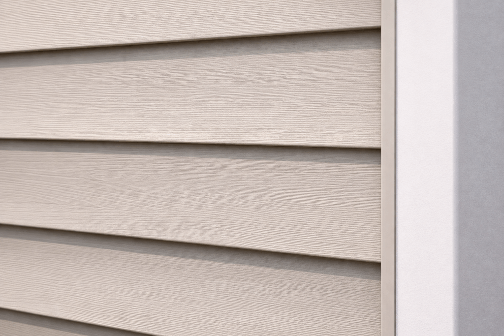 Close-up of properly installed vinyl siding with clean seams.
