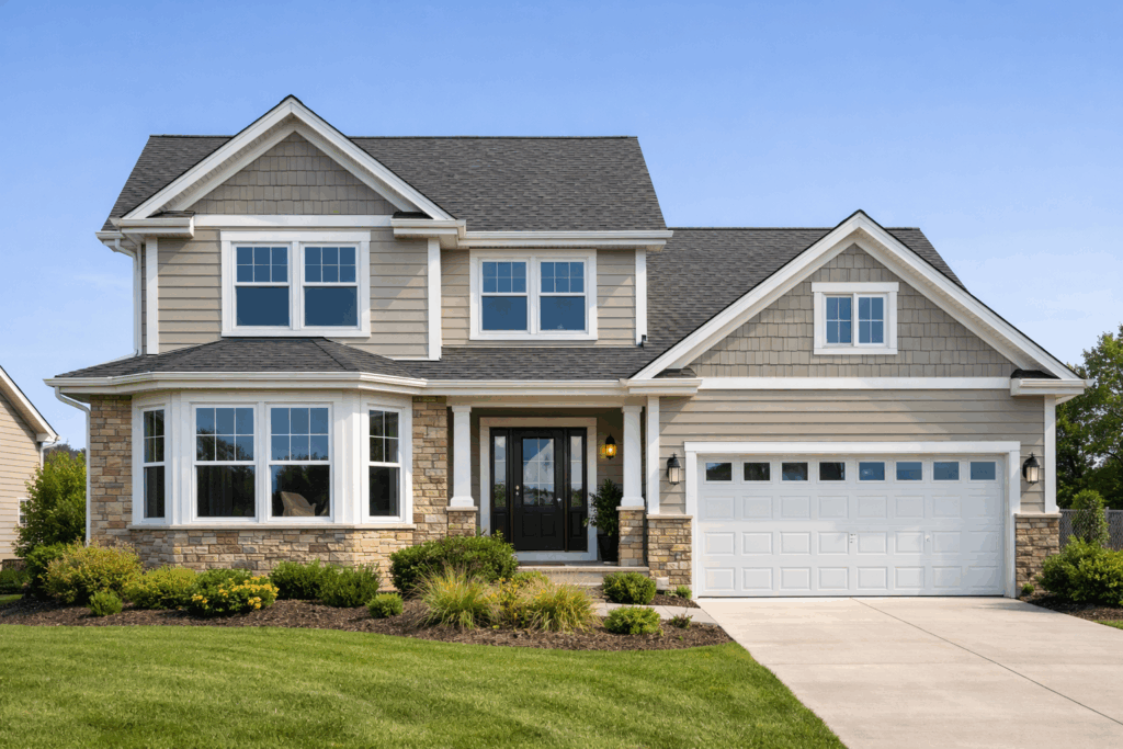 Vinyl replacement windows on a Chicago-area suburban home