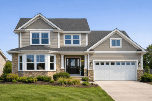 Vinyl replacement windows on a Chicago-area suburban home
